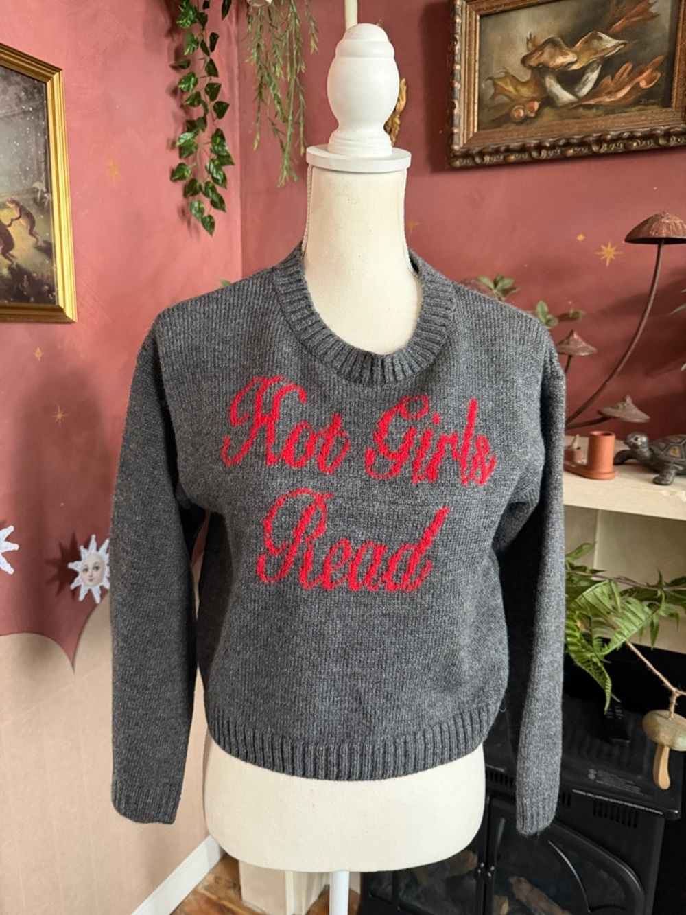 Gray Crewneck "Hot Girls Read" ASOS Sweater
